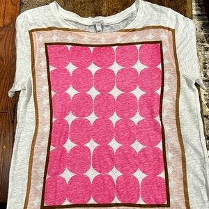 J Crew linen, shirt sleeved t-shirt.